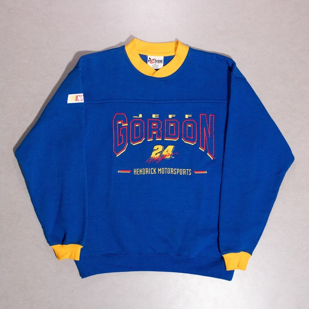 Vintage y2k Nascar Jeff Gordon Crew Neck Embroidered Sweatshirt Blue Size Medium